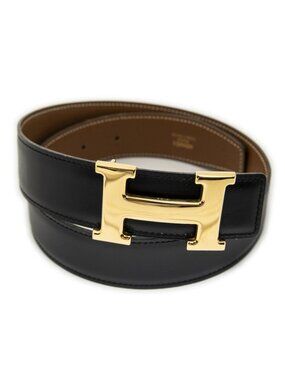 Hermes Constance Belt 32 mm Black Brown Box Leather